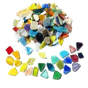250克磨边云母玻璃透明透光帝凡尼马赛克diy异形碎片边角料镶嵌画