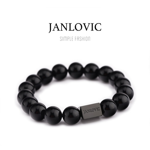 黑色手链JANLOVIC情侣款水晶水晶