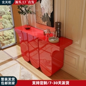 北欧设计创意玄关台案台储物柜简约现代侘寂风玄关柜法式 极简玄关