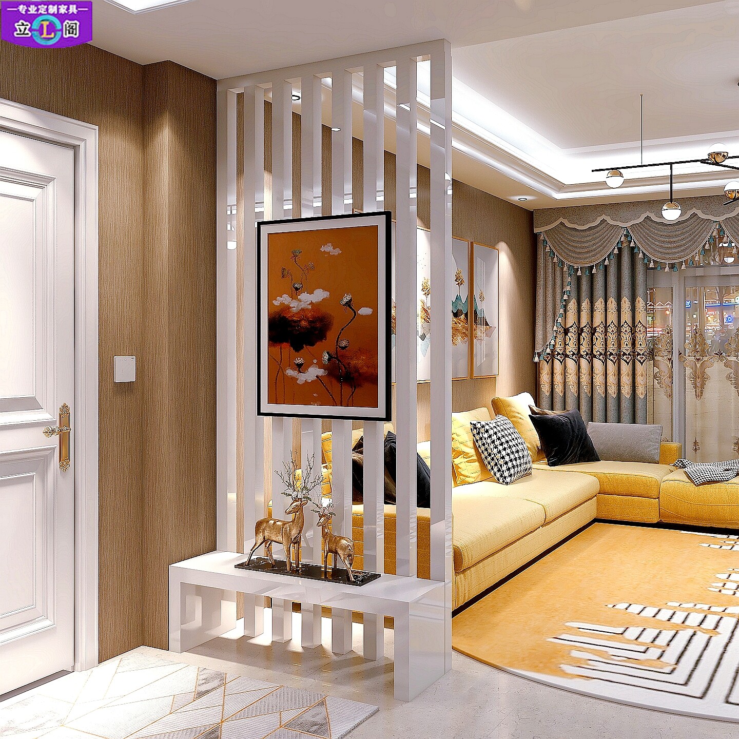 客厅屏风隔断玄关柜 简约现代白色装饰隔断柜子门厅玄关特价定制