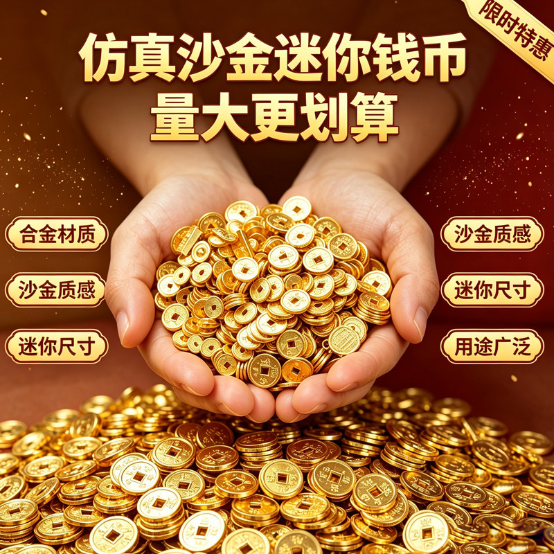 合金岁岁平安小钱币实心精致迷你小金币摆件乔迁礼品桌面装饰品
