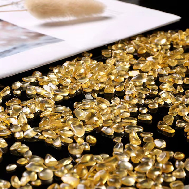 풍요의 뿔 자연 색상 황수정 자갈 장식품 행운의 나무 황수정 베어 스톤 홈 재무 위치 장식품