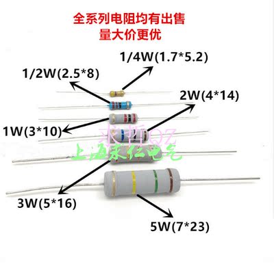 1/2W金属膜电阻1M 1M2 1M8 2M 2M2 2M43M30.5W色环电阻精密1%