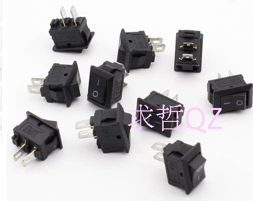 热卖小型黑色船型开关2脚kcd1-101电源开关玩具开关10mm*15mm