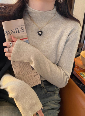 半高领打底衫女秋冬内搭修身针织衫白色洋气毛衣中领上衣2025新款