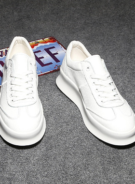 男运动鞋2025春季新内白鞋男韩式Trbottomy品牌真皮透气多功能厚