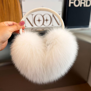 可爱超大真狐狸毛耳捂可伸缩加厚保暖耳罩秋冬女毛绒防风耳套耳暖