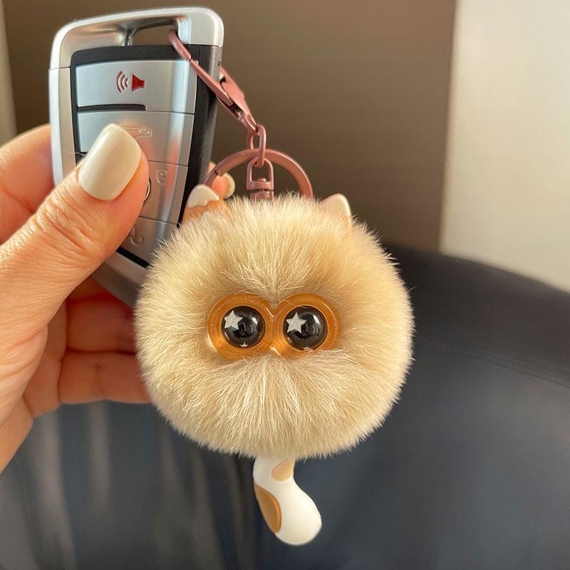 礼物ins小猫咪獭兔毛书包包挂饰