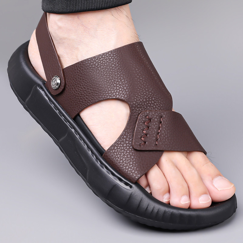 头层牛皮凉鞋男夏季新款真皮透气户外沙滩鞋男士休闲凉拖鞋爸爸鞋