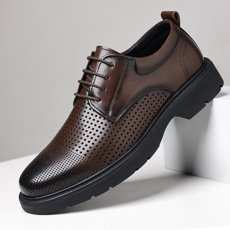 凉鞋男款2025新款镂空透气商务正装商务洞洞鞋韩版婚礼皮鞋休闲鞋