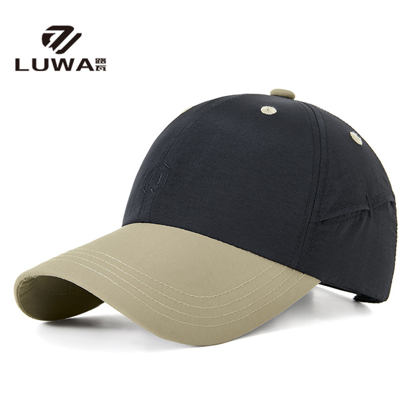 路瓦夏季防晒帽子男款时尚拼色遮阳棒球帽户外防水薄款速干鸭舌帽