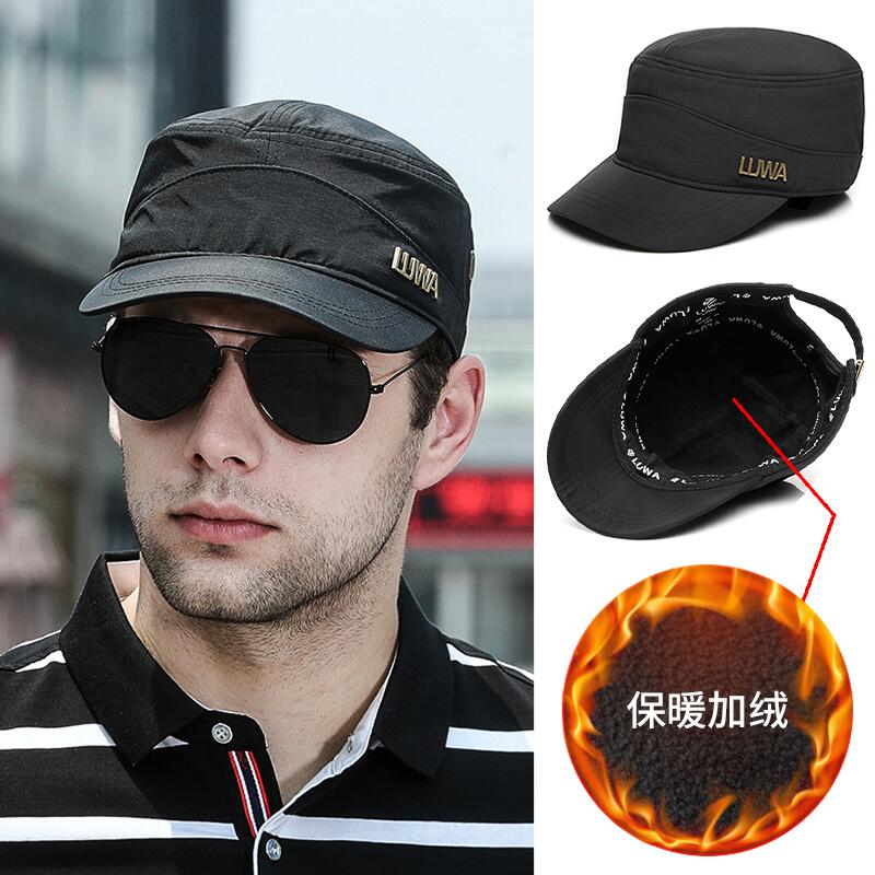 帽子男潮新款帽子男士春秋品牌平顶帽冬款加绒大头围中老年鸭舌帽