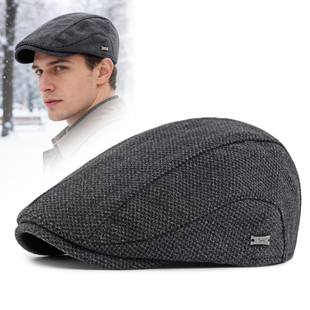 路瓦秋冬加绒保暖帽子男款冬季老年人全封口保暖防风高级前进帽潮
