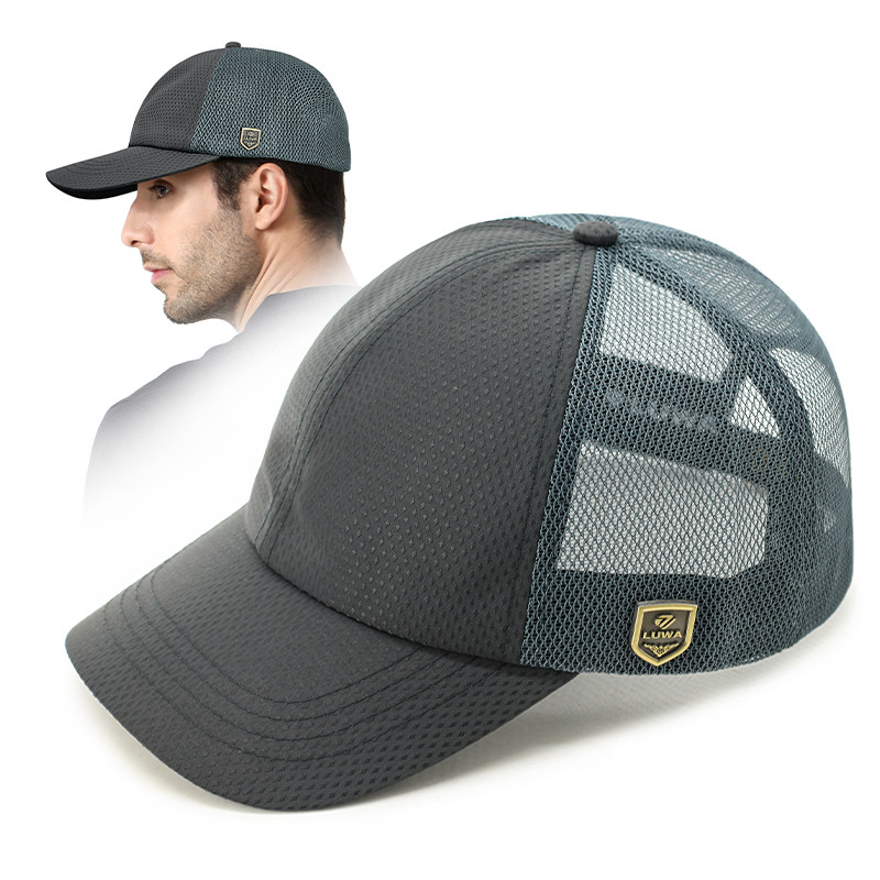 路瓦棒球帽男款夏季速干透气半网遮阳帽防晒露营帽子出游高档凉帽