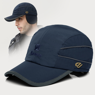 路瓦帽子男冬季加绒护耳棒球帽男中年时尚户外防水鸭舌帽保暖防寒