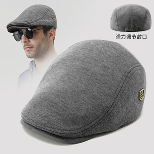 路瓦秋冬鸭舌帽加厚男士帽子后封口弹力收缩休闲贝雷帽高级感棉质