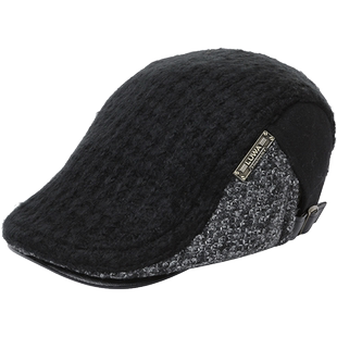 名牌帽子男冬季保暖鸭舌帽户外贝雷帽中老年人针织鸭嘴帽简约大气