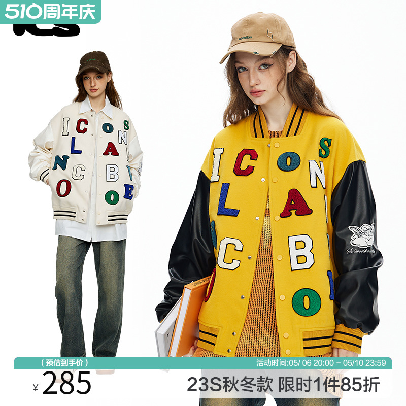 ICONSLAB彩色字母毛巾绣棒球服