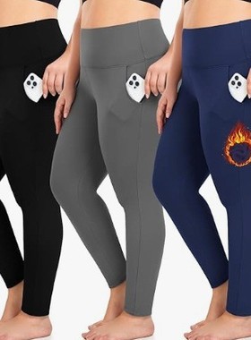Fleece Lined Leggings Women Pocket Yoga Pant Thermal Running