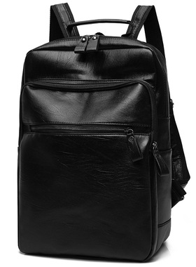 Travel Bags Men Backpack Leather knapsack 软面PU双肩背包学生