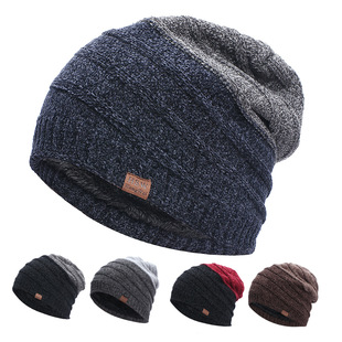 Winter Men Fleece Line Knitted wool hat Beanie Warm Soft Cap