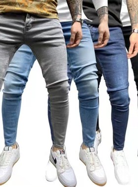 High quality stretch jeans for men pants 弹力紧身小脚牛仔裤