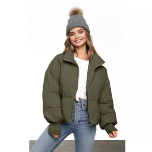 Women Winter Cropped Puffer Coat Short Warm Quilted Jacket