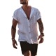 cotton linen men short shirt loose size big sleeve white top