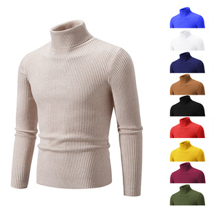 男高领毛衣 Men Autumn Knit High Neck Turtleneck Sweater man