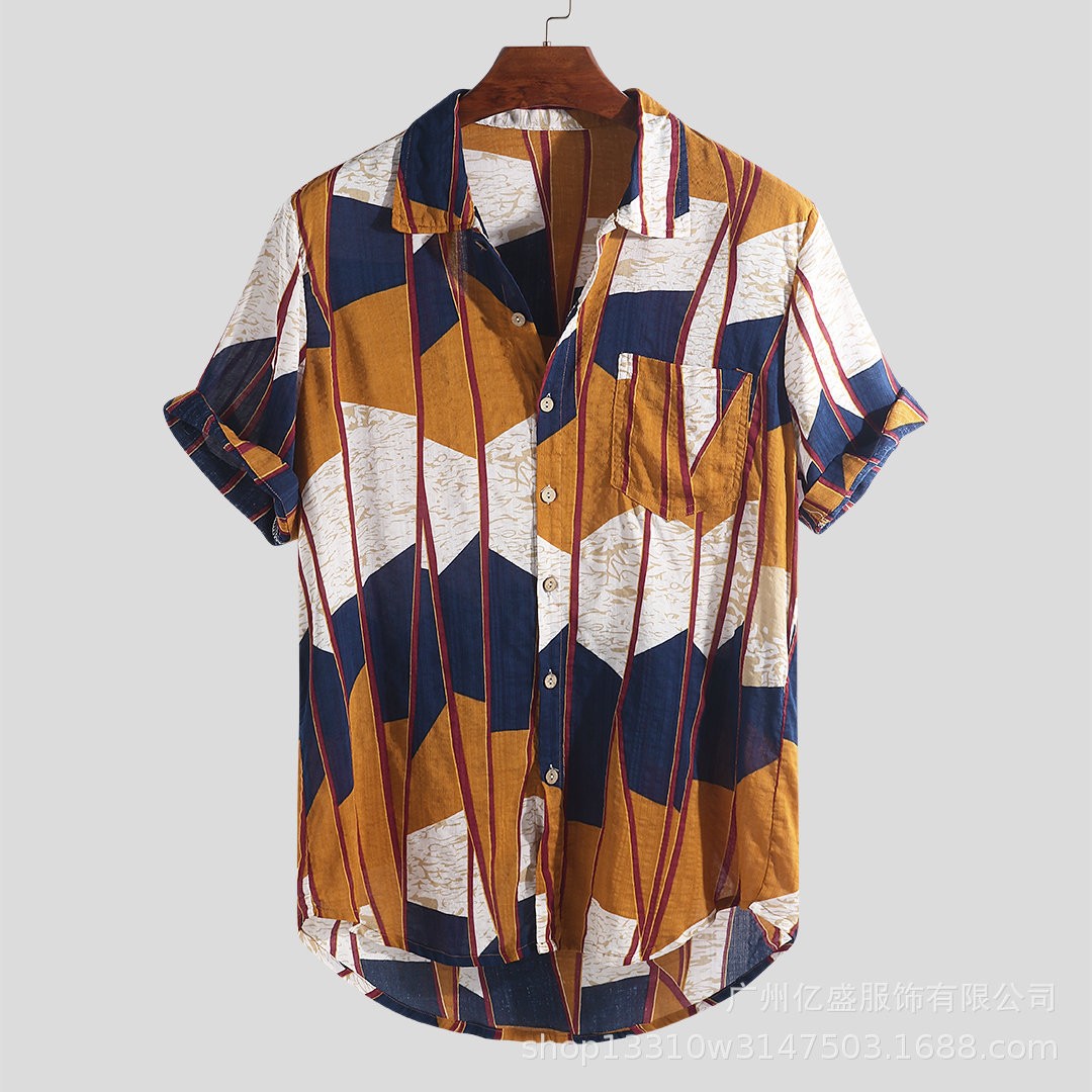 Hawaiian shirt Loose Casual Buttons blouse camisa masculina-封面