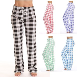 Women Cotton Soft Flannel Plaid Pajama/Lounge Pants 格子睡裤