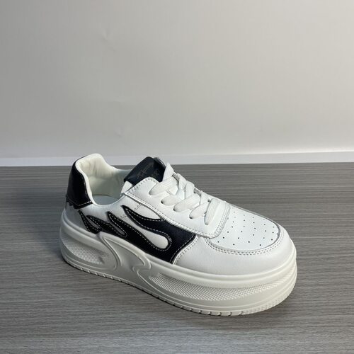 2025春夏新款真皮特价圆头厚底休闲系带拼色套脚浅口小白鞋女单鞋