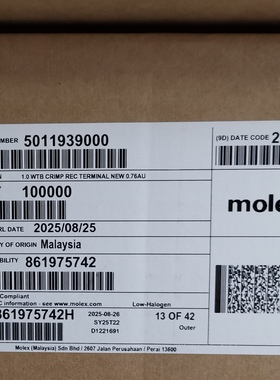 包邮开票！5011939000 MOLEX原厂正品，现货实价,501193-9000