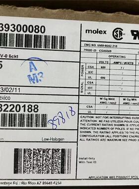 包邮开票！39300080 MOLEX原厂正品，39-30-0080  5569-08A2-210