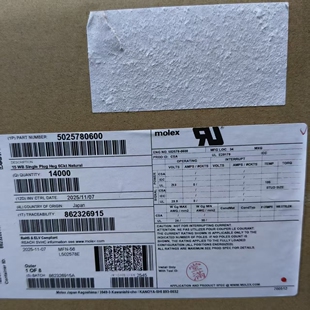 50包邮开票！ 5025780600 MOLEX原厂正品现货实价， 502578-0600