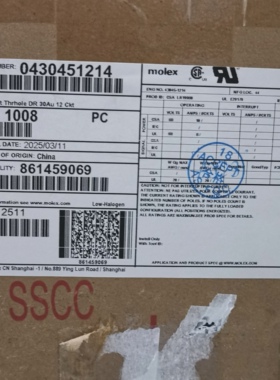 整箱出售，包邮开票！430451214  Molex原厂正品，43045-1214