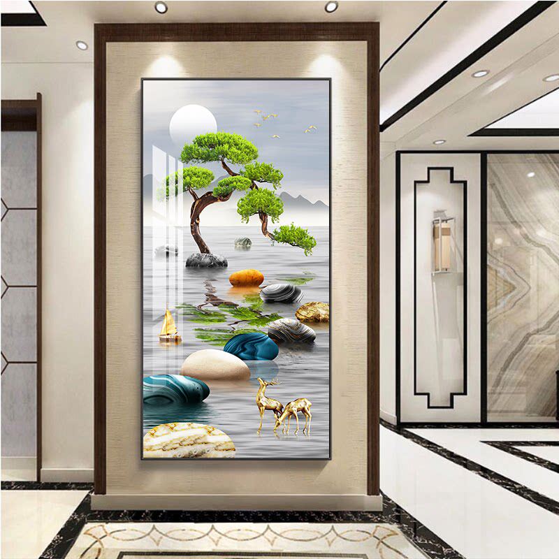 入户玄关装饰画现代简约走廊墙壁画北欧轻奢抽象时来运转客厅挂画
