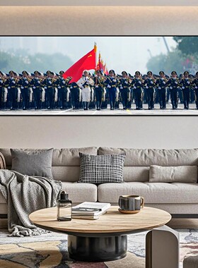 高清阅兵三军仪仗军人装饰画LED灯背景墙挂画军事主题办公室壁画