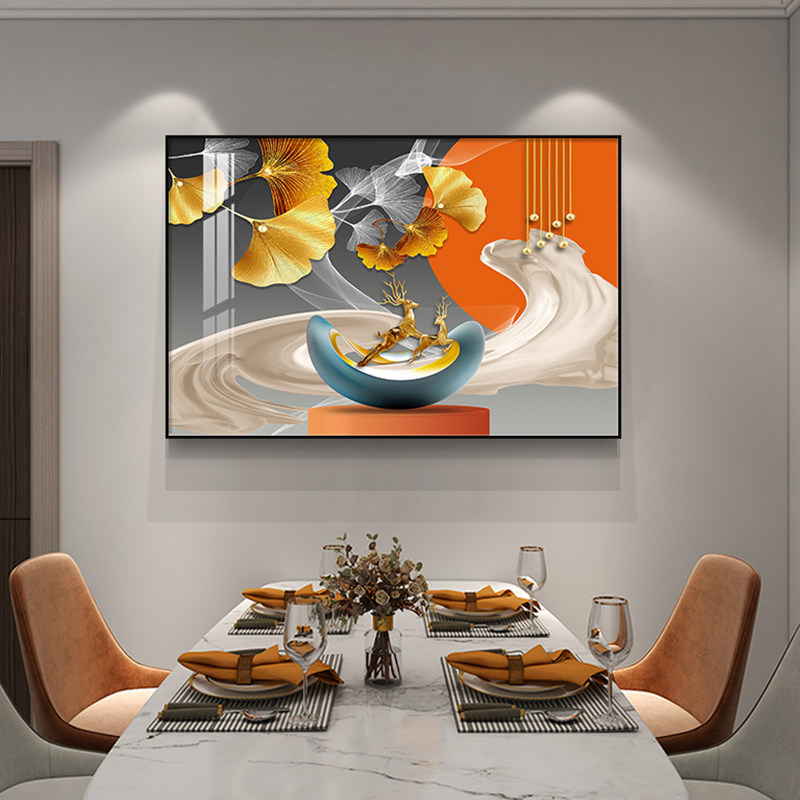 餐厅装饰画餐桌饭厅吃饭房间横版背景墙客厅玄关墙面挂画单幅壁画