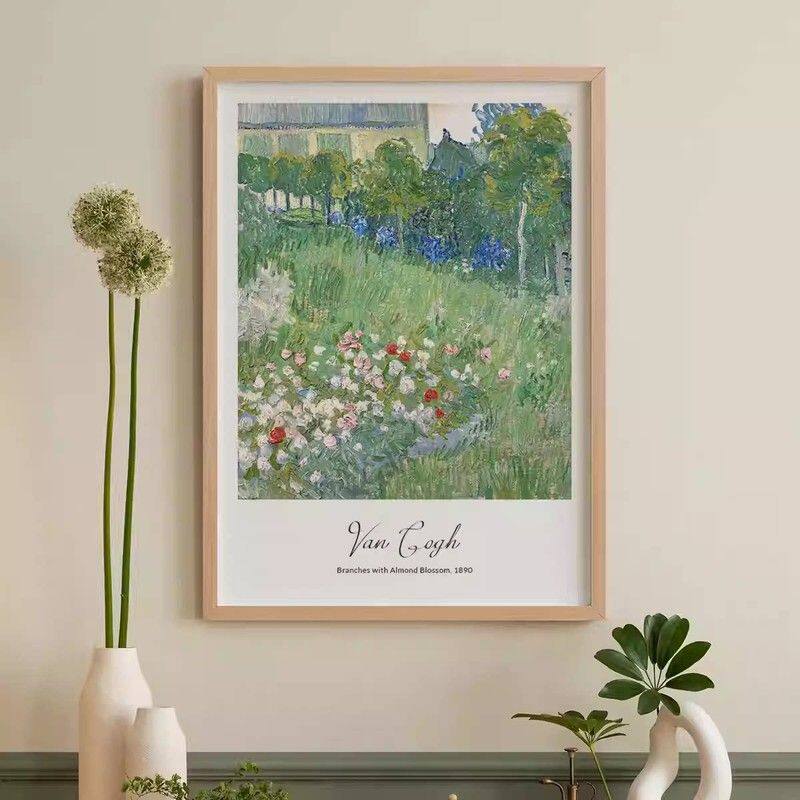 梵高玄关装饰画北欧丰收风景入户正对门挂画莫奈世界名画艺术壁画