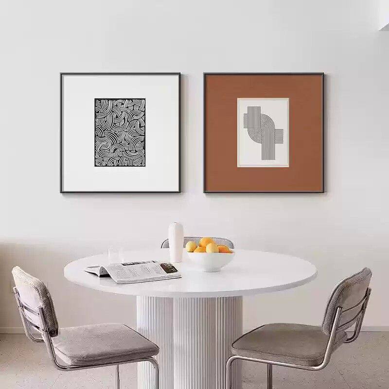 抽象餐厅装饰画轻奢高级感客厅背景墙挂画现代简约正方形餐桌壁画