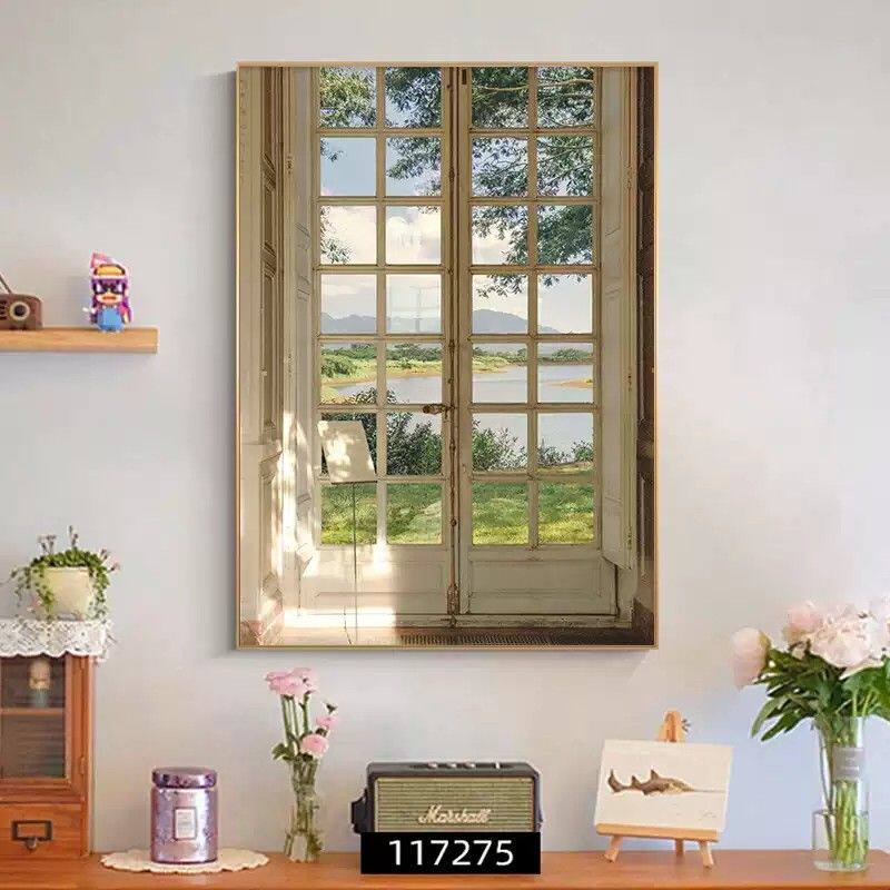 法式假窗户风景装饰画仿真仿窗户挂画玄关过道走廊客厅假窗窗外画