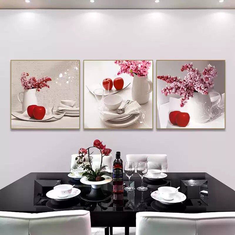 客厅装饰画现代简约餐厅简欧三联挂画沙发背景墙壁创意油画免打孔