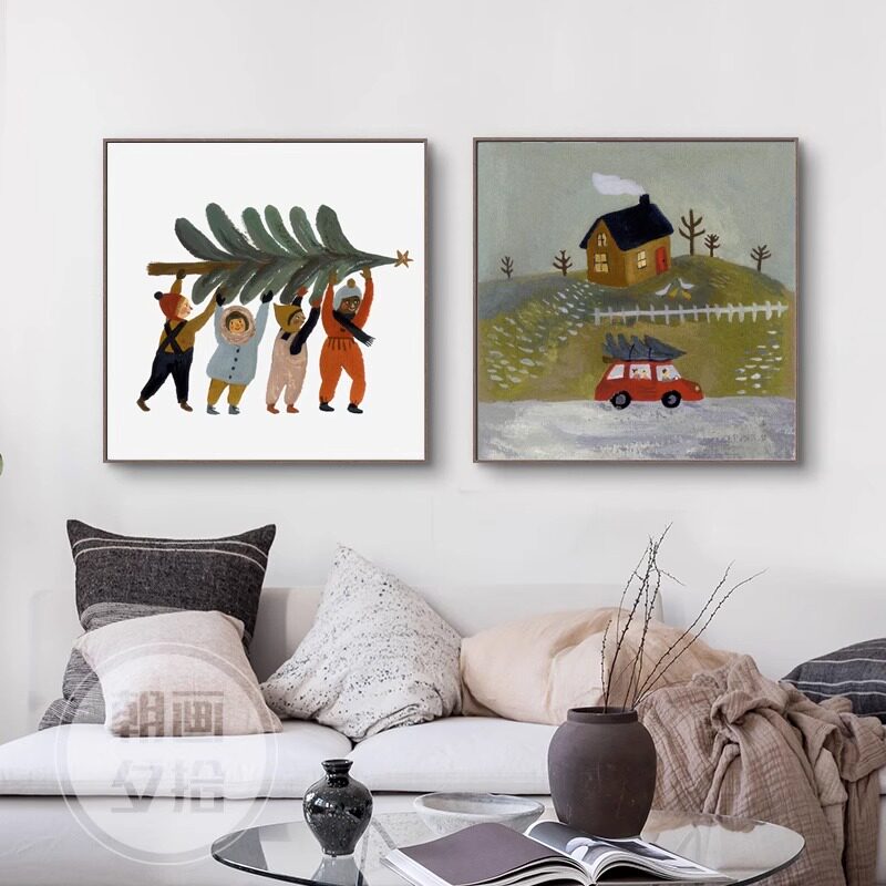 北欧风人物插图客厅装饰画小众艺术餐厅卧室房间挂画摆画现代简约