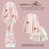 女2025新款 秋季 连衣裙秋装 学院风粉色毛衣长袖 jk短裙 流行风格