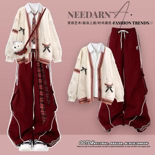 圣诞红色针织毛衣女巨好看 韩系一整套深冬穿搭慵懒松弛感毛线衣