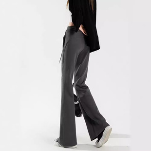 女高腰显瘦百搭马蹄 复古2025春秋阔腿拖地微喇叭裤 跨境新款 美式
