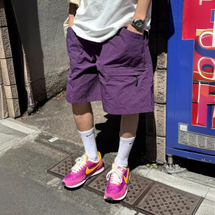 男女宽松薄款 短裤 防水休闲百搭情侣 复古抽绳多口袋工装 美式