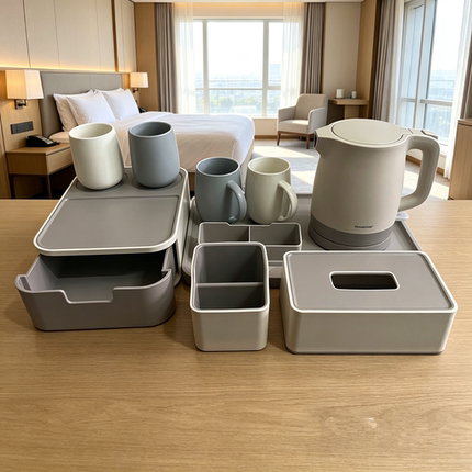 全季酒店客房洗漱用品收纳盒纸巾盒遥控茶叶盒水壶托盘可定制LOGO