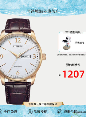 Citizen西铁城光动能简约日历显示大三针休闲商务男表BM8550-14A